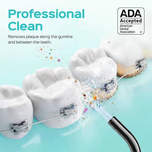 Alt view image 4 of 7 - ADA Accepted E40 Water Dental Flosser, 10 Pressure Levels, Black Pro | Easy to Use, Professional Water Dental Pick, Safe for Orthodontic, Braces & Sensitive Teeth Gums, Cordless for Travel, Family