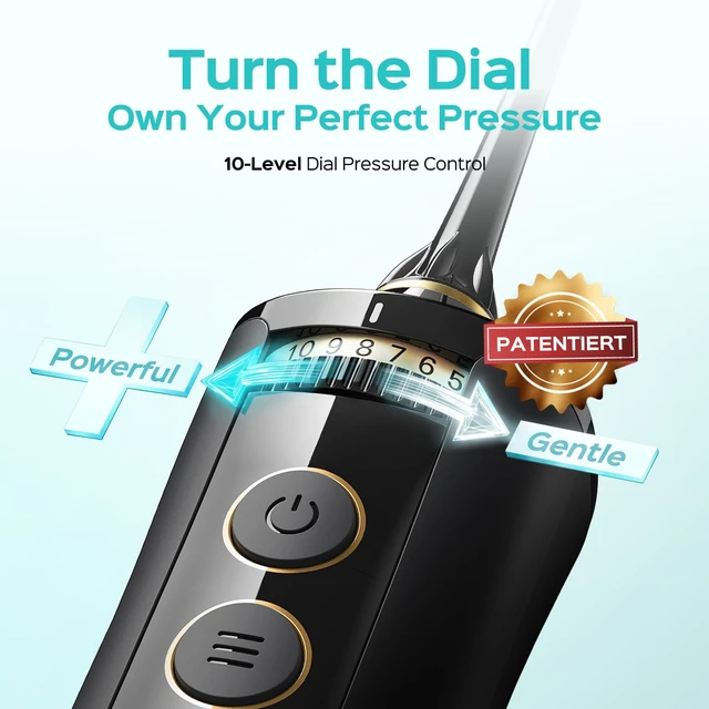 Alt view image 3 of 7 - ADA Accepted E40 Water Dental Flosser, 10 Pressure Levels, Black Pro | Easy to Use, Professional Water Dental Pick, Safe for Orthodontic, Braces & Sensitive Teeth Gums, Cordless for Travel, Family