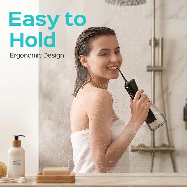 Alt view image 5 of 7 - ADA Accepted E40 Water Dental Flosser, 10 Pressure Levels, Black Pro | Easy to Use, Professional Water Dental Pick, Safe for Orthodontic, Braces & Sensitive Teeth Gums, Cordless for Travel, Family