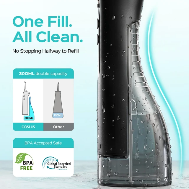 Alt view image 6 of 7 - ADA Accepted E40 Water Dental Flosser, 10 Pressure Levels, Black Pro | Easy to Use, Professional Water Dental Pick, Safe for Orthodontic, Braces & Sensitive Teeth Gums, Cordless for Travel, Family