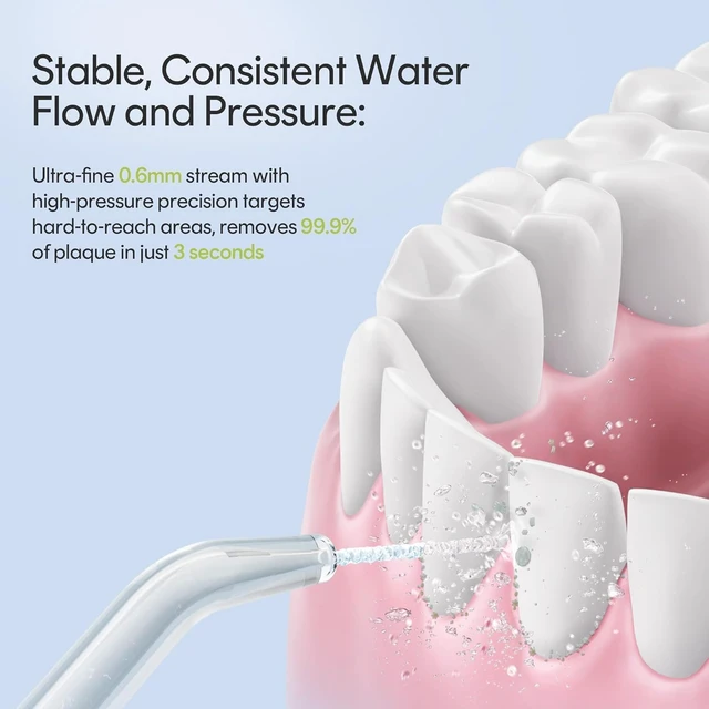 Alt view image 7 of 7 - Flosser Go (PE) Portable Cordless Water Flosser (White) | IPX7 Waterproof, 360°Nozzles, 3 Mode,45-80 PSI,Portable Cordless Water Flosser for Adults, Braces & Sensitive Gums