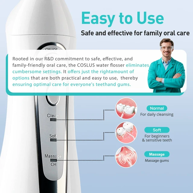 Alt view image 6 of 7 - ADA Accepted C20 Water Dental Flosser Pick, Professional Set White | 300ML Larger Tank, Portable Rechargeable Dental Oral Irrigator for Orthodontic & Sensitive Gums, Cordless for Travel, Family