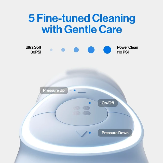 Alt view image 2 of 7 - C30 Cordless Water Flosser, 300ml Tank, 5 Modes, IPX7, Blue | S-Shaped Nozzle, USB-C Rechargeable Portable Oral Irrigator for Braces, Sensitive Gums, Teeth Cleaner, Home & Travel