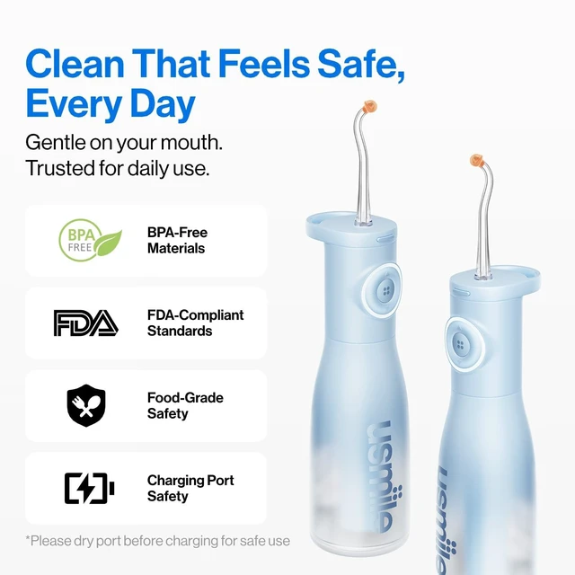 Alt view image 6 of 7 - C30 Cordless Water Flosser, 300ml Tank, 5 Modes, IPX7, Blue | S-Shaped Nozzle, USB-C Rechargeable Portable Oral Irrigator for Braces, Sensitive Gums, Teeth Cleaner, Home & Travel