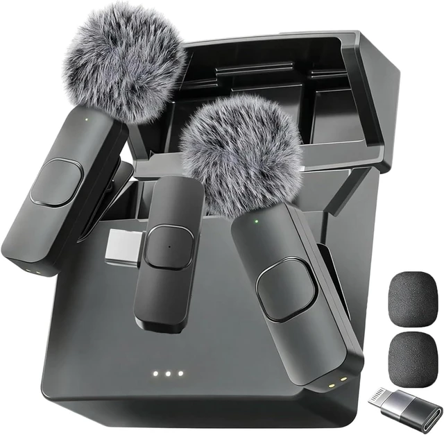 Main image of (Latest Model #1 Microphone for iPhone & Android, Wireless Mini Microphone, Clear Voice, Noise Cancelling, Lavalier Mic for TikTok, YouTube & Interviews (with Charging Case)