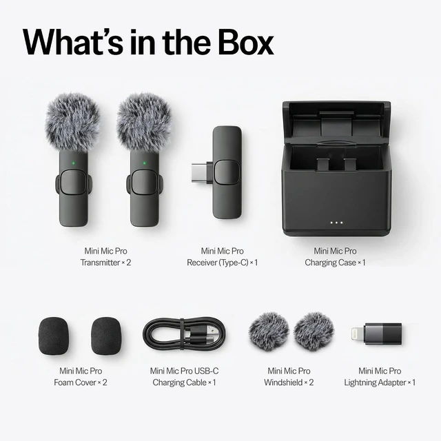 Alt view image 2 of 6 - (Latest Model #1 Microphone for iPhone & Android, Wireless Mini Microphone, Clear Voice, Noise Cancelling, Lavalier Mic for TikTok, YouTube & Interviews (with Charging Case)