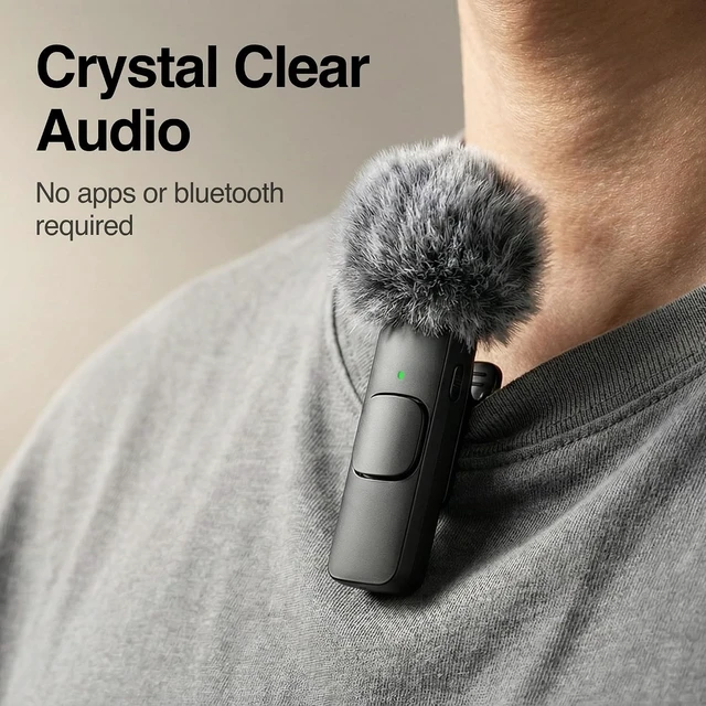 Alt view image 6 of 6 - (Latest Model #1 Microphone for iPhone & Android, Wireless Mini Microphone, Clear Voice, Noise Cancelling, Lavalier Mic for TikTok, YouTube & Interviews (with Charging Case)