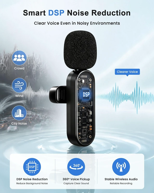 Alt view image 4 of 7 - 4 Packs Wireless Lavalier Mic for iPhone Android Camera | Professional Wireless Mini Microphone for 4-Person Video Recording, Podcasts, Vlogs, YouTube, TikTok and Computers