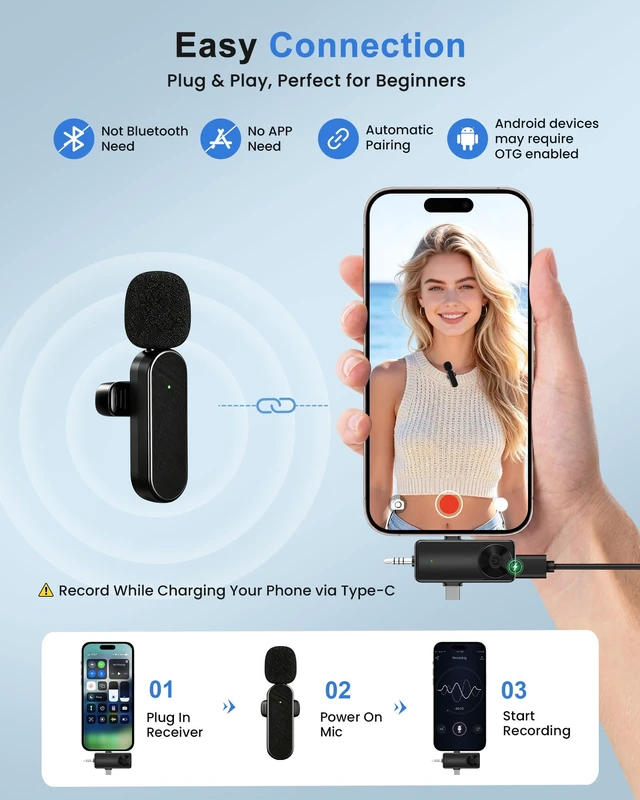 Alt view image 5 of 7 - 4 Packs Wireless Lavalier Mic for iPhone Android Camera | Professional Wireless Mini Microphone for 4-Person Video Recording, Podcasts, Vlogs, YouTube, TikTok and Computers