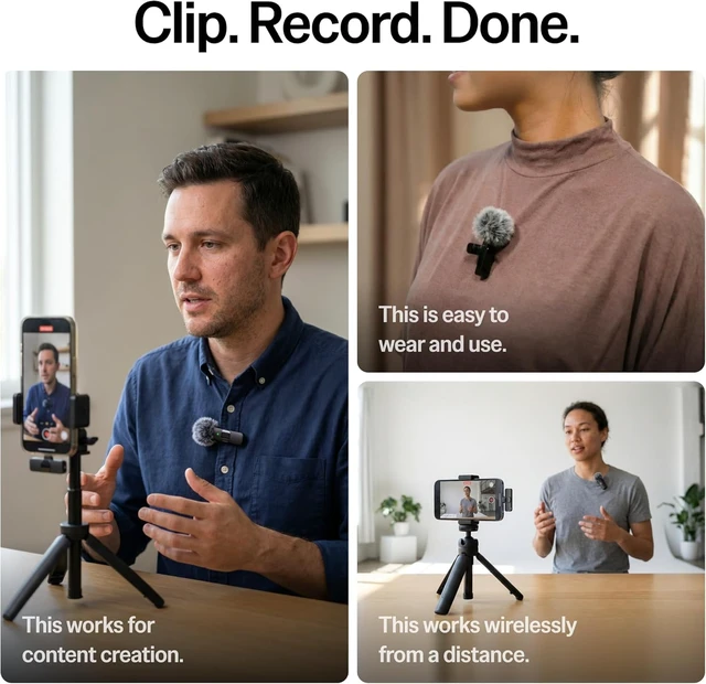 Alt view image 5 of 6 - (Latest Model #1 Microphone for iPhone & Android, Wireless Mini Microphone, Clear Voice, Noise Cancelling, Lavalier Mic for TikTok, YouTube & Interviews (with Charging Case)