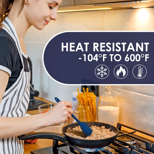 Alt view image 3 of 6 - BPA Free Silicone Spatula Turner Mixing Set, Classic Blue | 600 Heat Resistant , Dishwasher Safe, For Nonstick Cookware