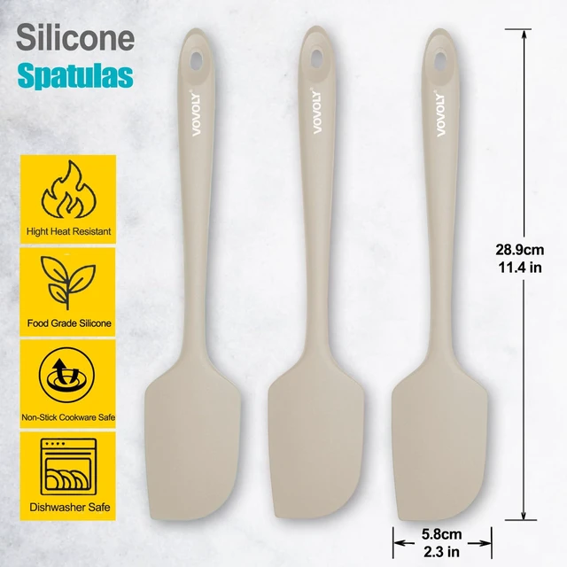 Alt view image 2 of 7 - 3 Pack Large Silicone Spatula for Kitchen,600°F Heat resistant Rubber Spatulas for Baking,Cooking, Scraping,and Mixing,Non Stick Kitchen Utensils, BPA Free, 11.2 IN, Khaki