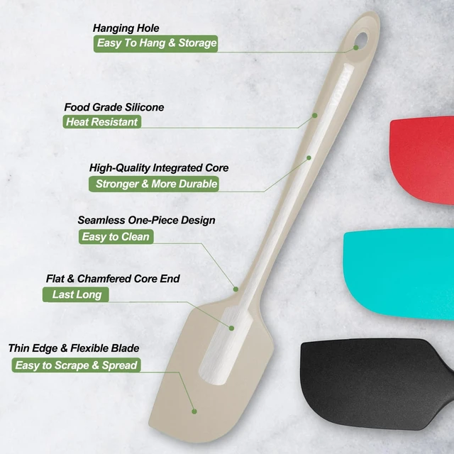 Alt view image 3 of 7 - 3 Pack Large Silicone Spatula for Kitchen,600°F Heat resistant Rubber Spatulas for Baking,Cooking, Scraping,and Mixing,Non Stick Kitchen Utensils, BPA Free, 11.2 IN, Khaki