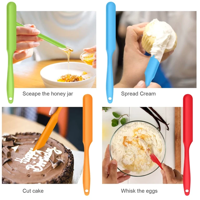 Alt view image 4 of 5 - 5pcs Silicone Jar Spatulas set, Cake Cream Spatulas Set, 9.8 inch Non-Stick Heat Resistant Mixing Butter Spatulas Baking Scrapers for Jars Blenders Cooking Stirring