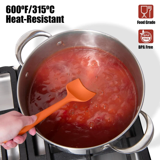 Alt view image 3 of 7 - 600°F Heat Resistant Silicone Spatula Scrapers (Set of 4, Multi-4) | Food Grade Kitchen Rubber Baking Cooking Tool Nonstick Utensil Set for Mixing, Scraping, Folding, Stirring, Serving