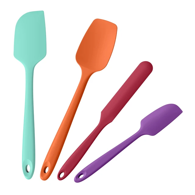 Main image of 600°F Heat Resistant Silicone Spatula Scrapers (Set of 4, Multi-4) | Food Grade Kitchen Rubber Baking Cooking Tool Nonstick Utensil Set for Mixing, Scraping, Folding, Stirring, Serving