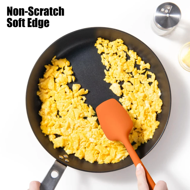 Alt view image 4 of 7 - 600°F Heat Resistant Silicone Spatula Scrapers (Set of 4, Multi-4) | Food Grade Kitchen Rubber Baking Cooking Tool Nonstick Utensil Set for Mixing, Scraping, Folding, Stirring, Serving