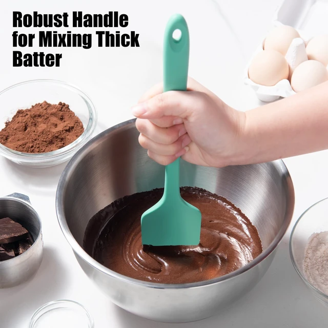 Alt view image 5 of 7 - 600°F Heat Resistant Silicone Spatula Scrapers (Set of 4, Multi-4) | Food Grade Kitchen Rubber Baking Cooking Tool Nonstick Utensil Set for Mixing, Scraping, Folding, Stirring, Serving