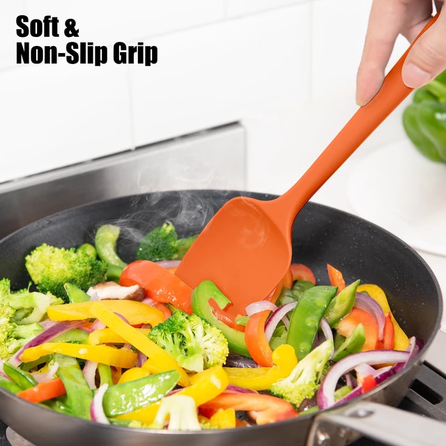 Alt view image 7 of 7 - 600°F Heat Resistant Silicone Spatula Scrapers (Set of 4, Multi-4) | Food Grade Kitchen Rubber Baking Cooking Tool Nonstick Utensil Set for Mixing, Scraping, Folding, Stirring, Serving