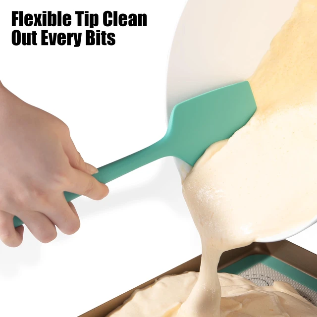 Alt view image 6 of 7 - 600°F Heat Resistant Silicone Spatula Scrapers (Set of 4, Multi-4) | Food Grade Kitchen Rubber Baking Cooking Tool Nonstick Utensil Set for Mixing, Scraping, Folding, Stirring, Serving