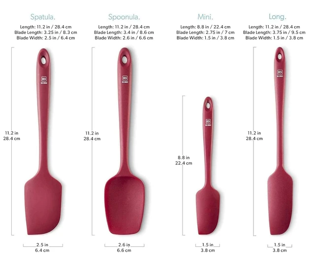 Alt view image 5 of 7 - DI ORO Silicone Spatula Set - 600F Heat Resistant, 5-Pc Red | Rubber scraper won't scratch nonstick pans; For baking, cooking, mixing, and frosting; BPA-free and dishwasher safe