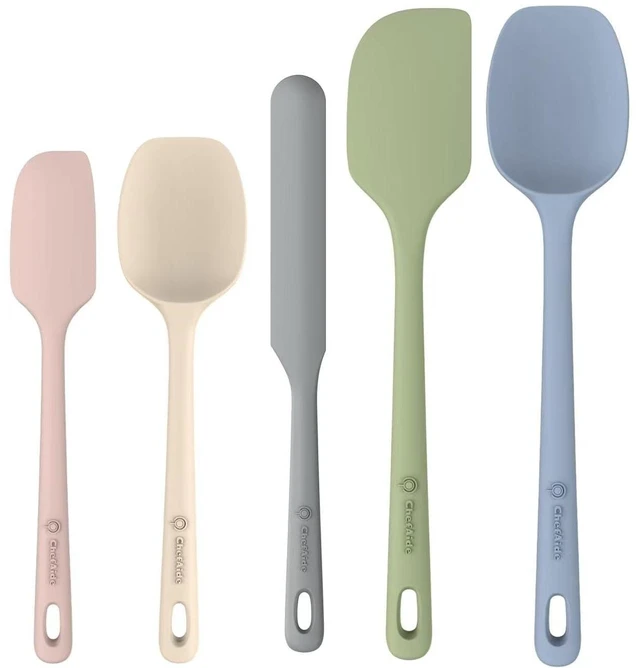 Main image of 5 Pieces Silicone Spatulas Set, Heat Resistant Rubber Spatula | Food Grade Silicone, Heat Resistant Up to 600°F, Upgrade Strong Handle, Safe for Nonstick Cookware,Ideal for Cooking & Baking