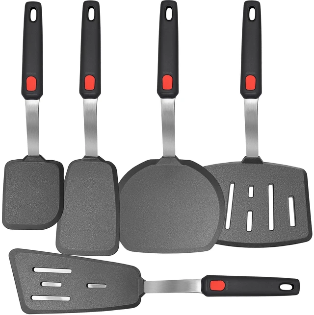 Main image of Mixed 5 Piece Silicone Spatula Set,No-Melt Handle and Blade | 600F Heat-Resistant,Kitchen Cooking Utensils for Nonstick Cookware, Spatula Turner for Egg,Pancake,Burger,Dishwasher Safe