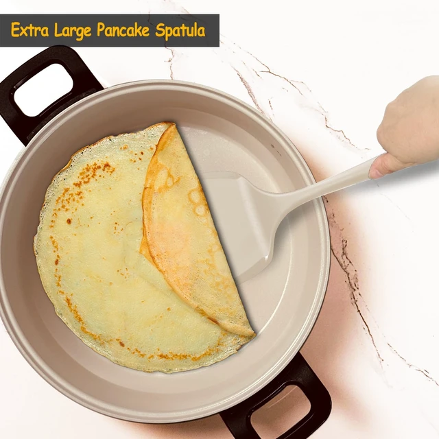 Alt view image 6 of 7 - Silicone Spatula Set, 600°F Heat Resistant Kitchen Utensils, 4-Pcs, Khaki | BPA Free & Non Toxic Cooking Flipper for Eggs & Pancakes, Non Stick & Non Scratch Turners, Seamless Design & Dishwasher Safe