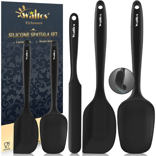 Main image of 600°F High Heat Resistant Silicone Spatula Set of 5- Food Grade Rubber Spatula Set for Baking Cooking & Mixing - BPA Free, Non Stick and Dishwasher Safe,black