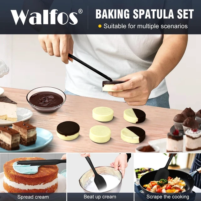 Alt view image 3 of 7 - 600°F High Heat Resistant Silicone Spatula Set of 5- Food Grade Rubber Spatula Set for Baking Cooking & Mixing - BPA Free, Non Stick and Dishwasher Safe,black