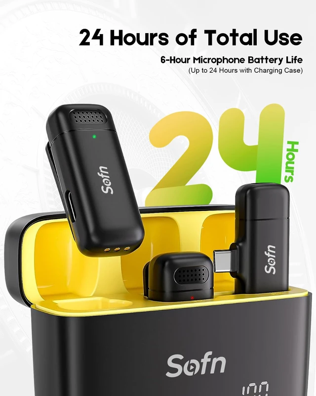 Alt view image 4 of 7 - Wireless Microphone for iPhone & Android, Dual Lapel Mini Microphone | 24H Charging Case,Lavalier Clip-on,USB-C & Lightning,Noise Reduction,70 ft Range,Content Creators,Video Recording,Plug on
