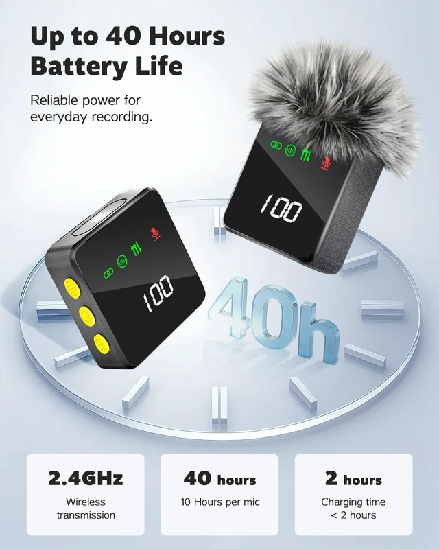 Alt view image 4 of 7 - 3 in 1 Wireless Lavalier Microphone for iPhone, Android, Cameras | 4-Person Mini Mic with Noise Reduction, 40H Battery Life, Mics for Video Recording, Podcasts, Vlog, TikTok, YouTube (Black)