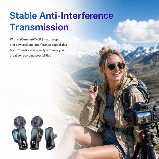 Alt view image 4 of 7 - Wireless Lavalier Microphone, Mini Magnetic Clip-On Mic with LED Display, 2.4GHz Plug & Play Mic for iPhone, Android & iPad, Noise Reduction for Video Recording, Live Streaming, Vlog, YouTube, TikTok