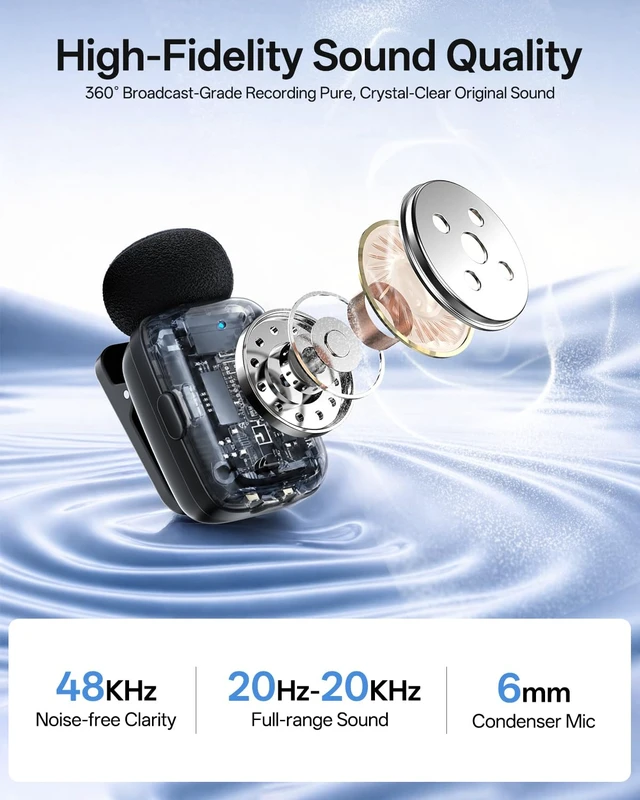Alt view image 6 of 7 - Mini Wireless Lavalier Microphone for iPhone Vlogging | 3-Level Noise Cancelling,for iphone ipad Android,33H Working Time,Mini Clip Mic for YouTube,Video Recording,Tiktok