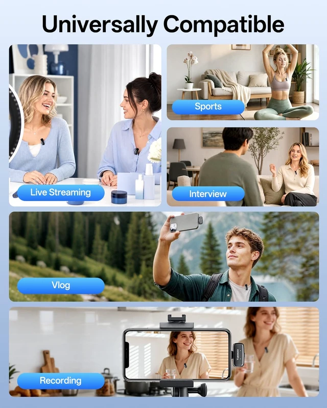Alt view image 7 of 7 - Mini Wireless Lavalier Microphone for iPhone Vlogging | 3-Level Noise Cancelling,for iphone ipad Android,33H Working Time,Mini Clip Mic for YouTube,Video Recording,Tiktok
