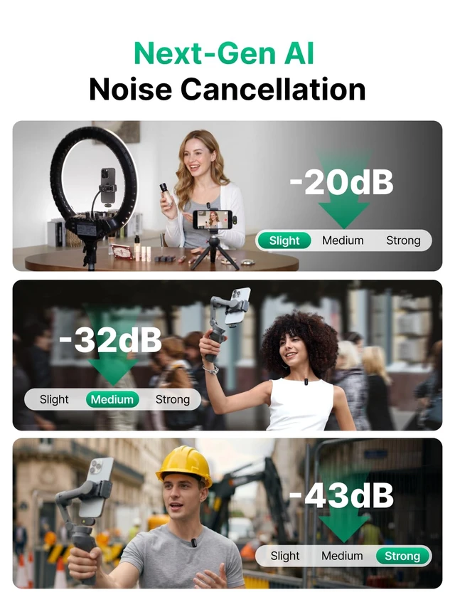 Alt view image 2 of 7 - T1 Mini Pro Wireless Lavalier Microphone for Video Content Creators | USB-C Clip on Lapel Mic for iPhone 17/16/15 Android PC, AI Noise Cancelling, 4EQ,3 Reverb, 328ft, 30H for YouTube Vlog Record