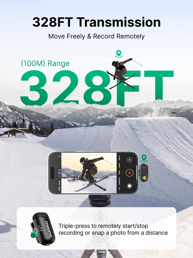 Alt view image 6 of 7 - T1 Mini Pro Wireless Lavalier Microphone for Video Content Creators | USB-C Clip on Lapel Mic for iPhone 17/16/15 Android PC, AI Noise Cancelling, 4EQ,3 Reverb, 328ft, 30H for YouTube Vlog Record