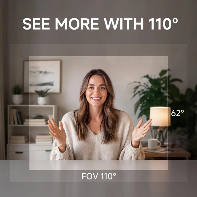 Alt view image 3 of 7 - 4K Webcam for PC, 110° Wide-Angle for Streaming and Meetings | 4K Ultra HD Video, Fast Autofocus, Built-in Microphone, Privacy Cover, Plug-and-Play Setup