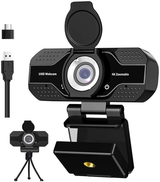 Main image of Webcam with Microphone, 2 Mics, 90° FOV, Computer Camera | USB Type-A & A-to-C Adapter, Fixed Focus, Plug&Play for Zoom/Teams/Facetime/YouTube/Google Meet/Switch 2 Camera, 2026 Version