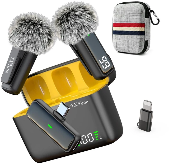 Main image of Wireless Microphone for iPhone Android Phone, USB C Mini Clip on Mic | Noise Canceling, 24H Battery Life with Charging Case, 70Ft Range, Lavalier Mic for Content Creators Video Recording Vlogging