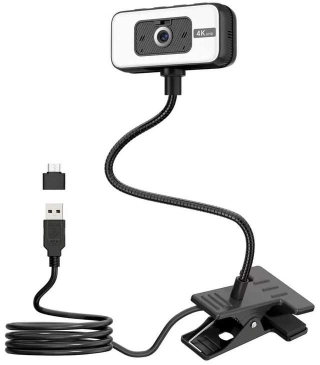 Main image of Webcam for PC, 4K 30 FPS Streaming Camera with Light, for Desktop/Laptop | Computer Webcam with Microphone, Plug and Play USB Web Cam with Bracket, for Zoom Team Google Meet Webex OBS