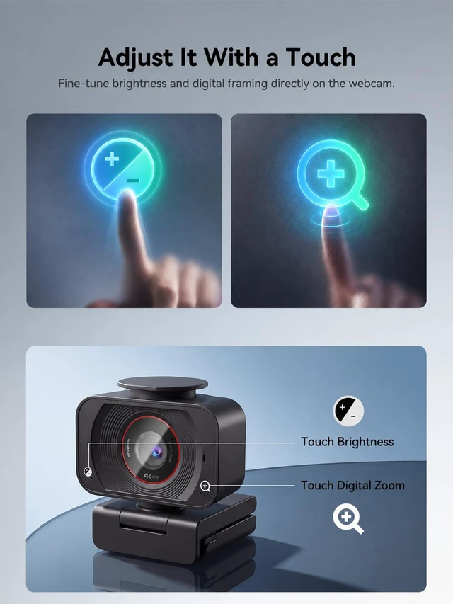 Alt view image 5 of 7 - 4K Webcam for PC, 1/2.5" Sensor, 1080P 60FPS, PDAF Autofocus, 2 Mics | 4K 30FPS, 78° FOV, PDAF Autofocus, Dual Noise-Reducing Mics, Magnetic Privacy Cover, USB-A, Meetings Stream & Online Class