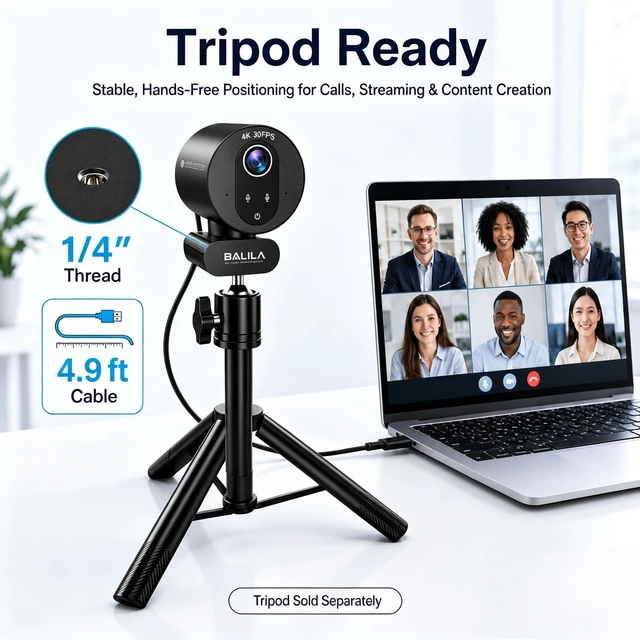 Alt view image 6 of 7 - S900 4K Webcam, PDAF Auto Focus, Dual Noise-Canceling Mics | 77° FOV Streaming Camera for Live Commerce, Gaming, Video Conference