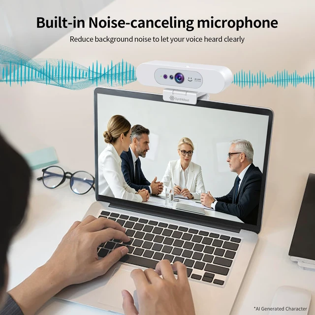 Alt view image 4 of 7 - 4K Webcam for PC, Compatible with Windows Hello, 8.3MP UHD 1/2.55 CMOS | Facial Recognition Camera, Built-in Noise-reducing Microphone, Sliding Privacy Cover, USB Webcam