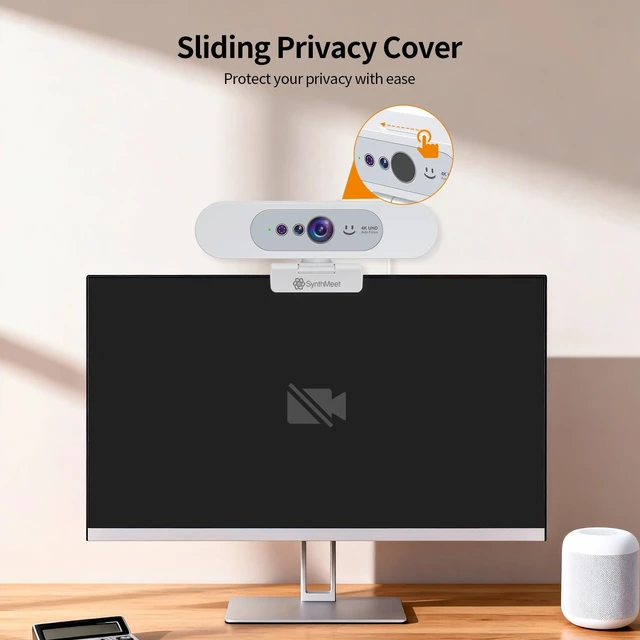 Alt view image 6 of 7 - 4K Webcam for PC, Compatible with Windows Hello, 8.3MP UHD 1/2.55 CMOS | Facial Recognition Camera, Built-in Noise-reducing Microphone, Sliding Privacy Cover, USB Webcam