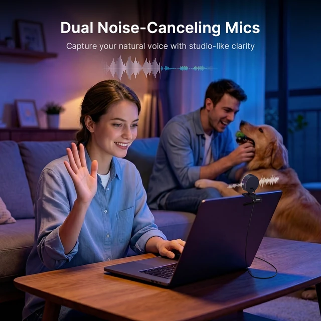 Alt view image 7 of 7 - N960E Plus 4K Webcam with Ring Light & RF Remote, ToF Autofocus, OSD Menu, 1080p 60FPS, 4X Digital Zoom, Noise-Canceling Mics, Privacy Cover, USB Web Camera for Streaming, Video Calls& Meetings