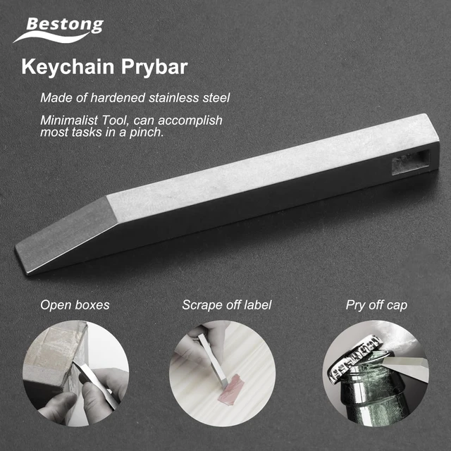 Alt view image 2 of 7 - EDC Pry Bar Keychain Tool, Stainless Steel Mini Pocket Pry Bar | Compact stainless steel EDC pry bar with keychain design for opening, scraping, lifting and everyday carry tasks