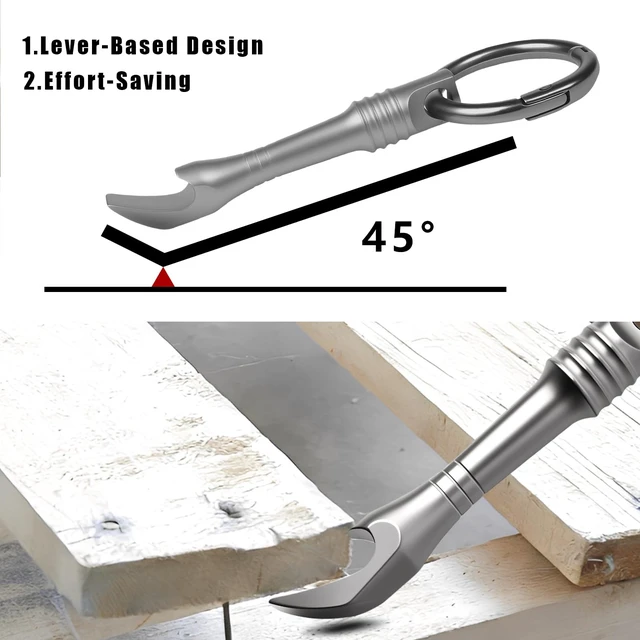 Alt view image 2 of 7 - Mini EDC Pry Bar Pocket Multi Tool - Titanium Pry Tool with Keychain Hole | Hand Shape 45° Lever Effort-saving, Durable EDC Gear Tools for Box Opening, Scraping Light Prying,Bottle Opener, Emergency