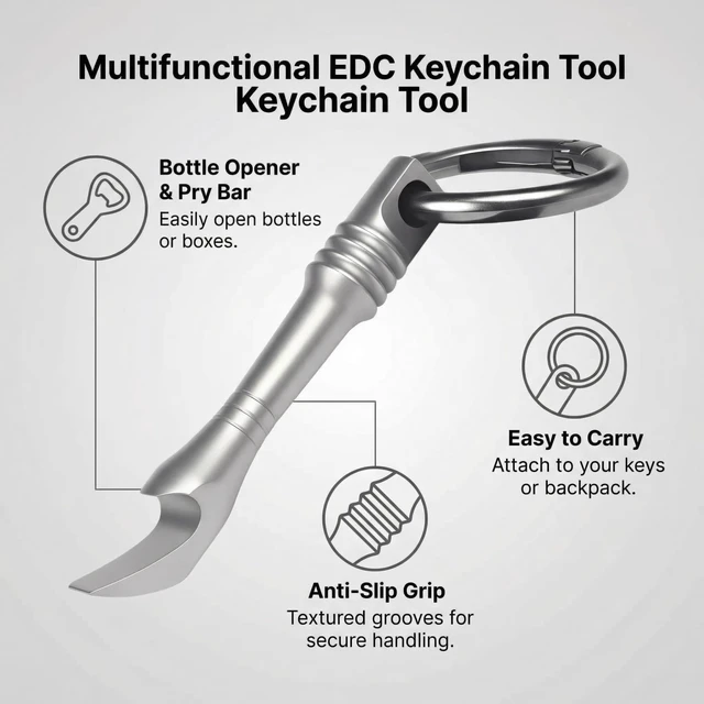 Alt view image 5 of 7 - Mini EDC Pry Bar Pocket Multi Tool - Titanium Pry Tool with Keychain Hole | Hand Shape 45° Lever Effort-saving, Durable EDC Gear Tools for Box Opening, Scraping Light Prying,Bottle Opener, Emergency