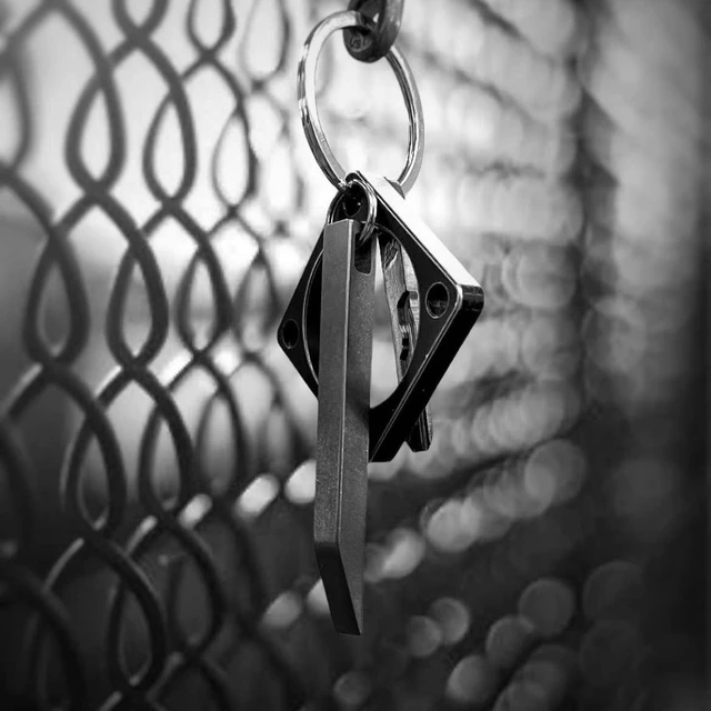 Alt view image 5 of 7 - The Mighty Bar - Heavy Duty Keychain Prybar EDC Pry Bar for Every Day Carry Small Stainless Steel or Titanium Key Chain Multitool Prybar for Keys - Made by Gear Spool